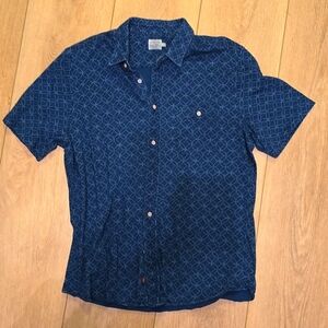 Faherty Knit Season Indigo Dyed button down shirt- Large